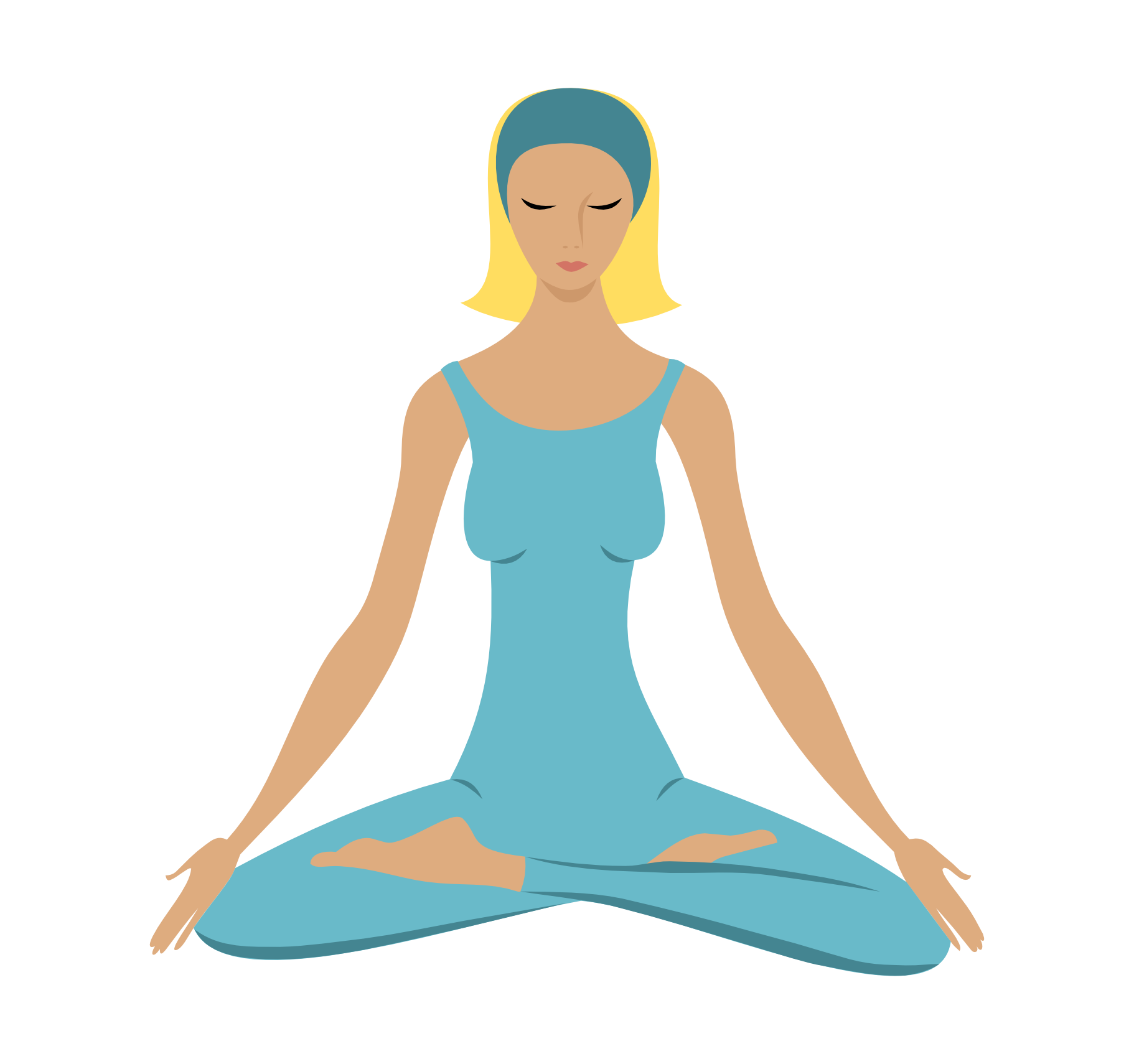 Blonde girl in lotus yoga position