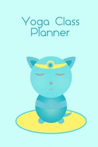 Turquoise cat meditating yoga class planner