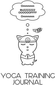 cat meditating with bee yoga training journal