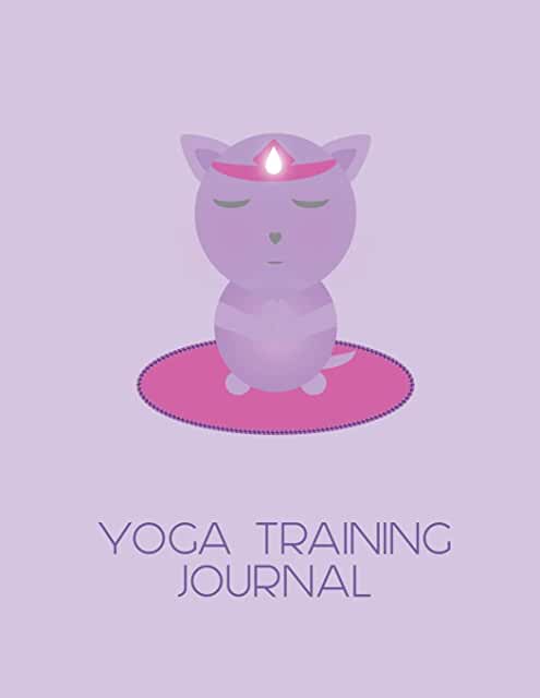 Violet cat meditating yoga training journal