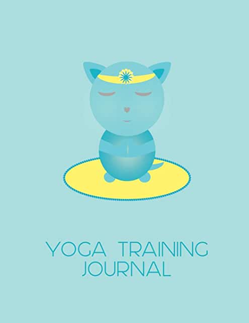 Turquoise cat meditating yoga training journal