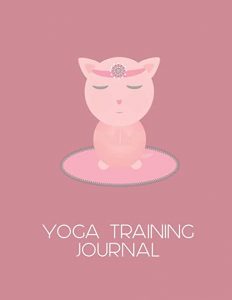 Pink cat meditating yoga training journal