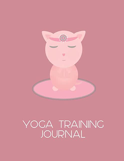 Pink cat meditating yoga training journal
