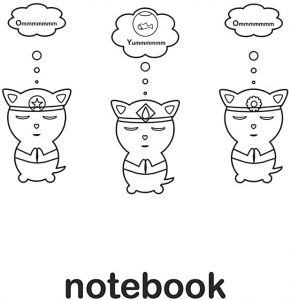 Three cats meditating notebook