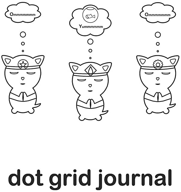 Three cats meditating dot grid journal