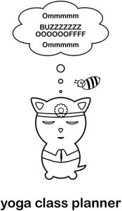 Cat meditating with bee yoga class planner