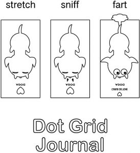 Three dogs doing yoga dot grid journal