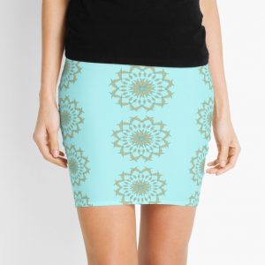 Aqua and gold mandala mini skirt