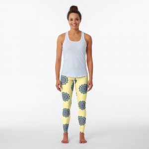 Blue and yellow mandala patterned leggings