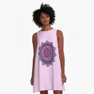 Pink mandala a line dress