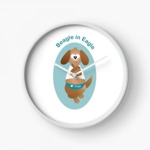 Beagle in eagle yoga pose clock