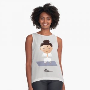 Chibi girl praying on yoga mat sleeveless top