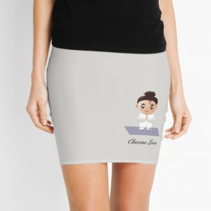 praying girl on yoga mat mini skirt
