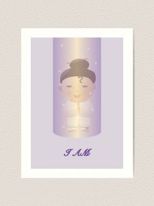 Chibi girl in Violet Flame art print