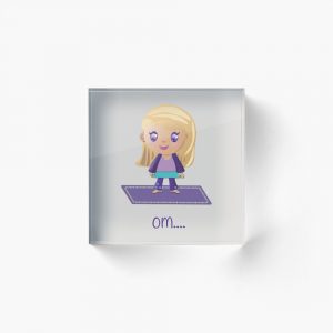 chibi girl doing yoga acrylic block