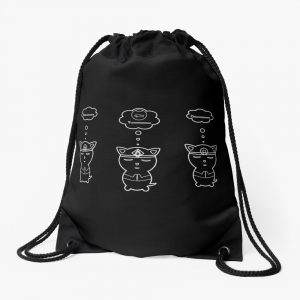 Three cats meditating drawstring bag