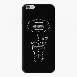 Cat meditating with bee iphone skin
