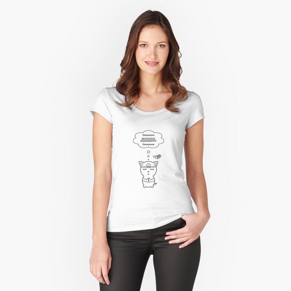 Cat meditating fitted scoop t-shirt