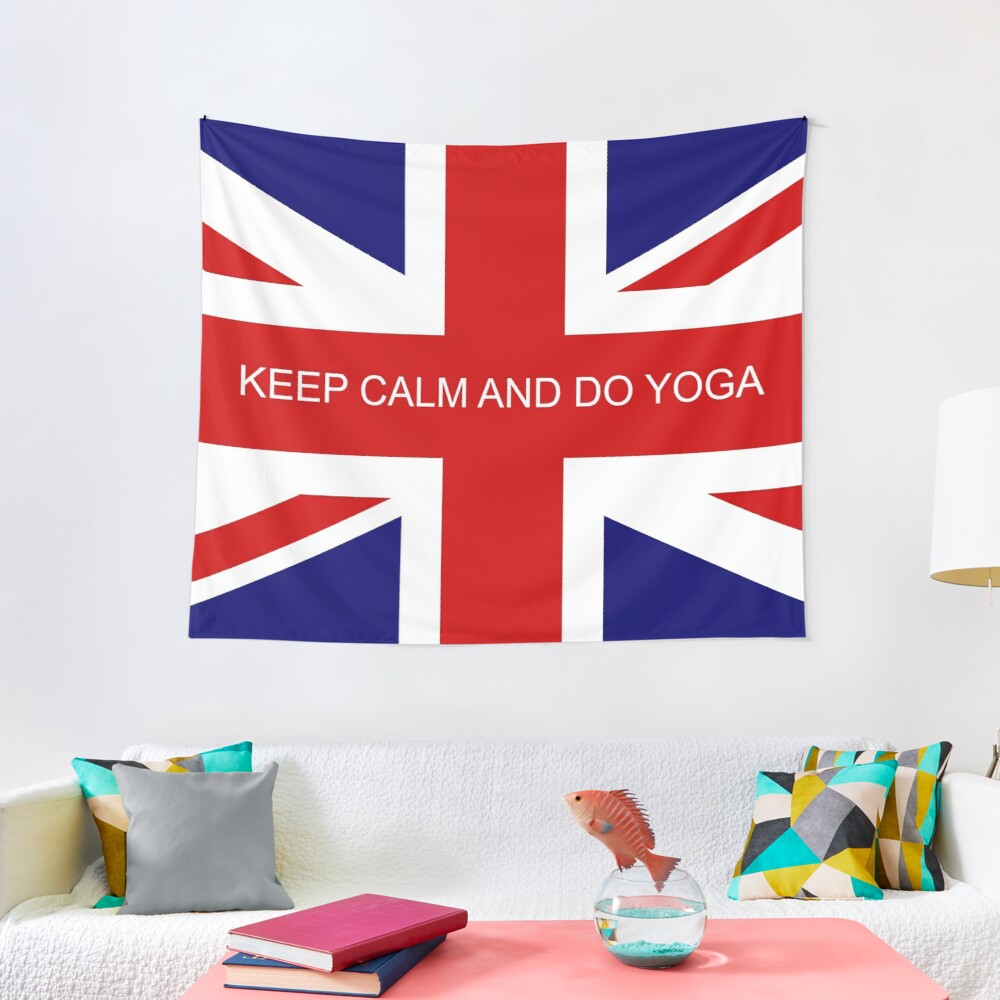 Keep calm and do yoga Union Jack tapestry