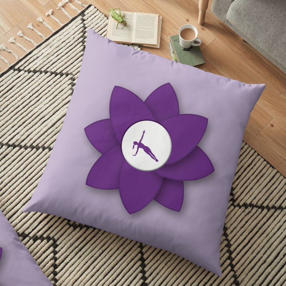 Yoga girl in flower floor cushion